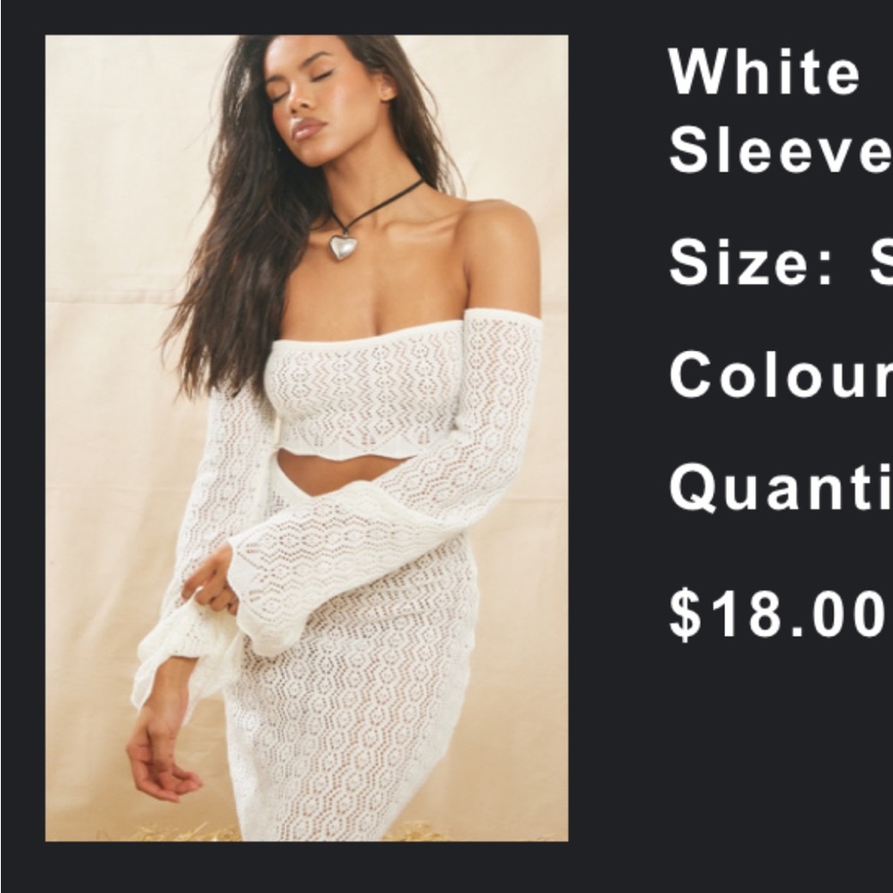 White Crochet Flared Sleeves Bandeau Top